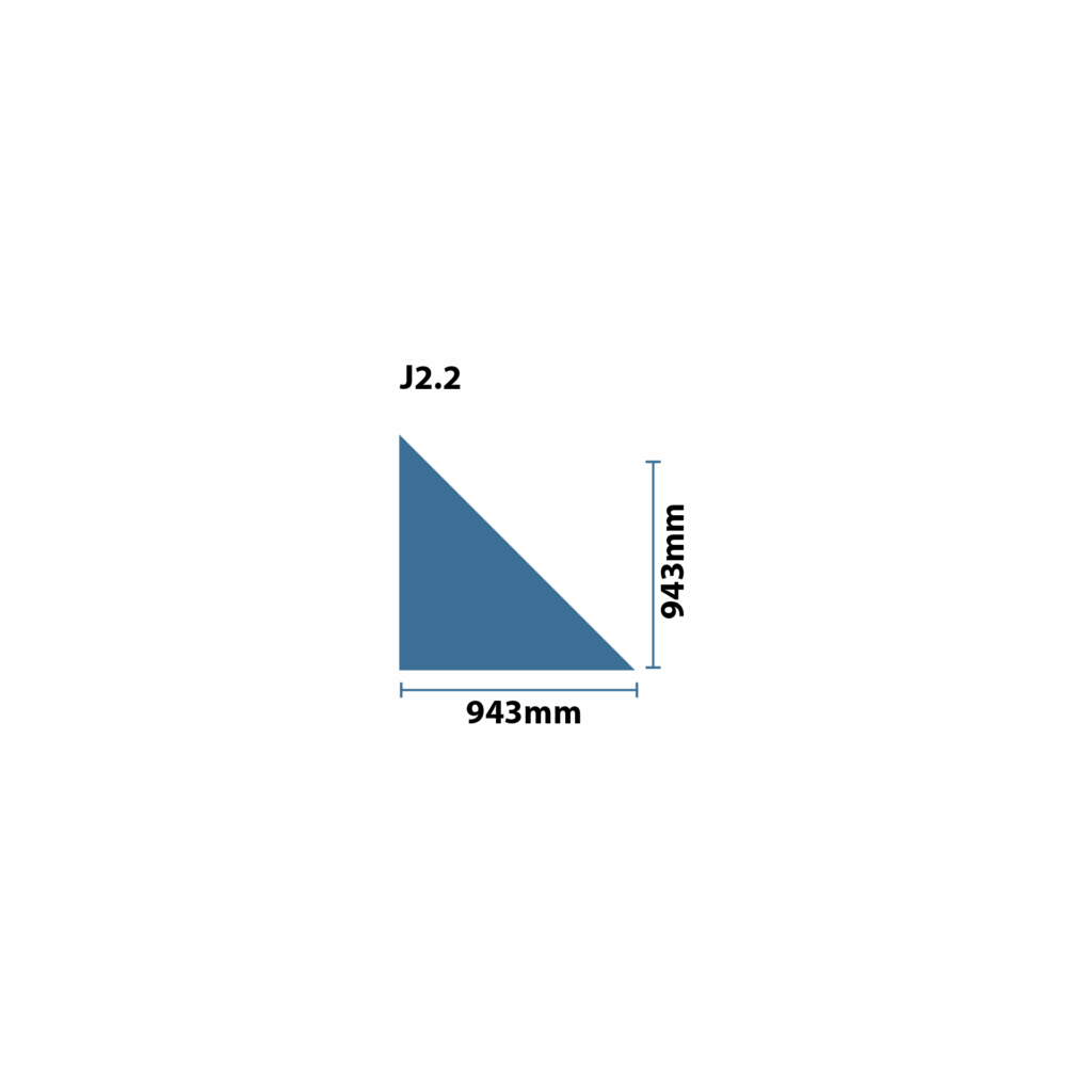 Vector graphic of the ICP Jade J2.2 M climbing volume, showing its mid-size shape and dimensions in a clean illustrated style.