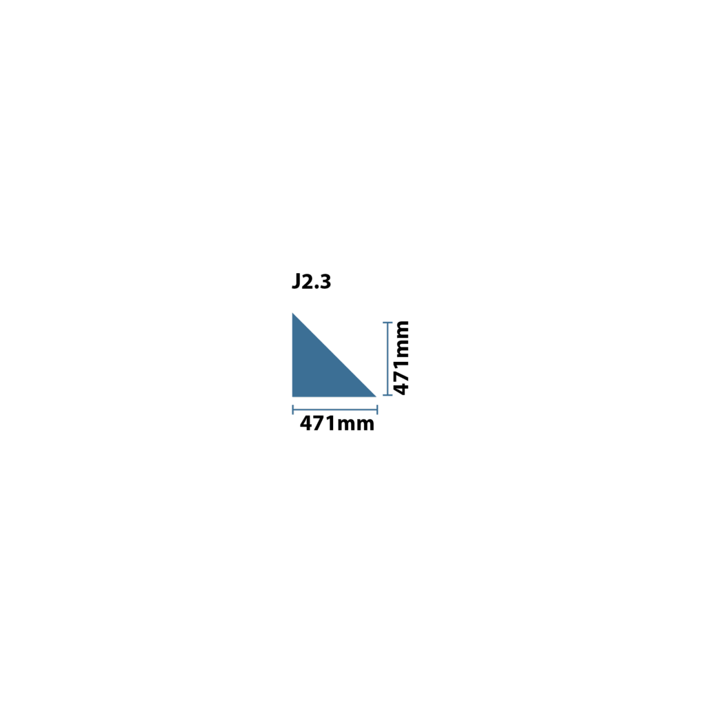Vector graphic of the ICP Jade J2.3 S climbing volume, showing its shape and dimensions in a clean illustrated style.