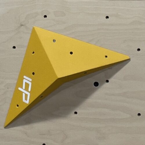 Photo of the Lily L2.4.XS modular climbing volume mounted on aan ICP Wall