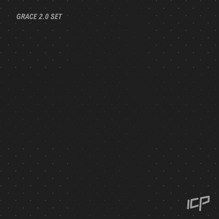 Animated GIF showing the Grace Volume Set of four long rounded climbing volumes in white, rotating on a grey background to display all angles.