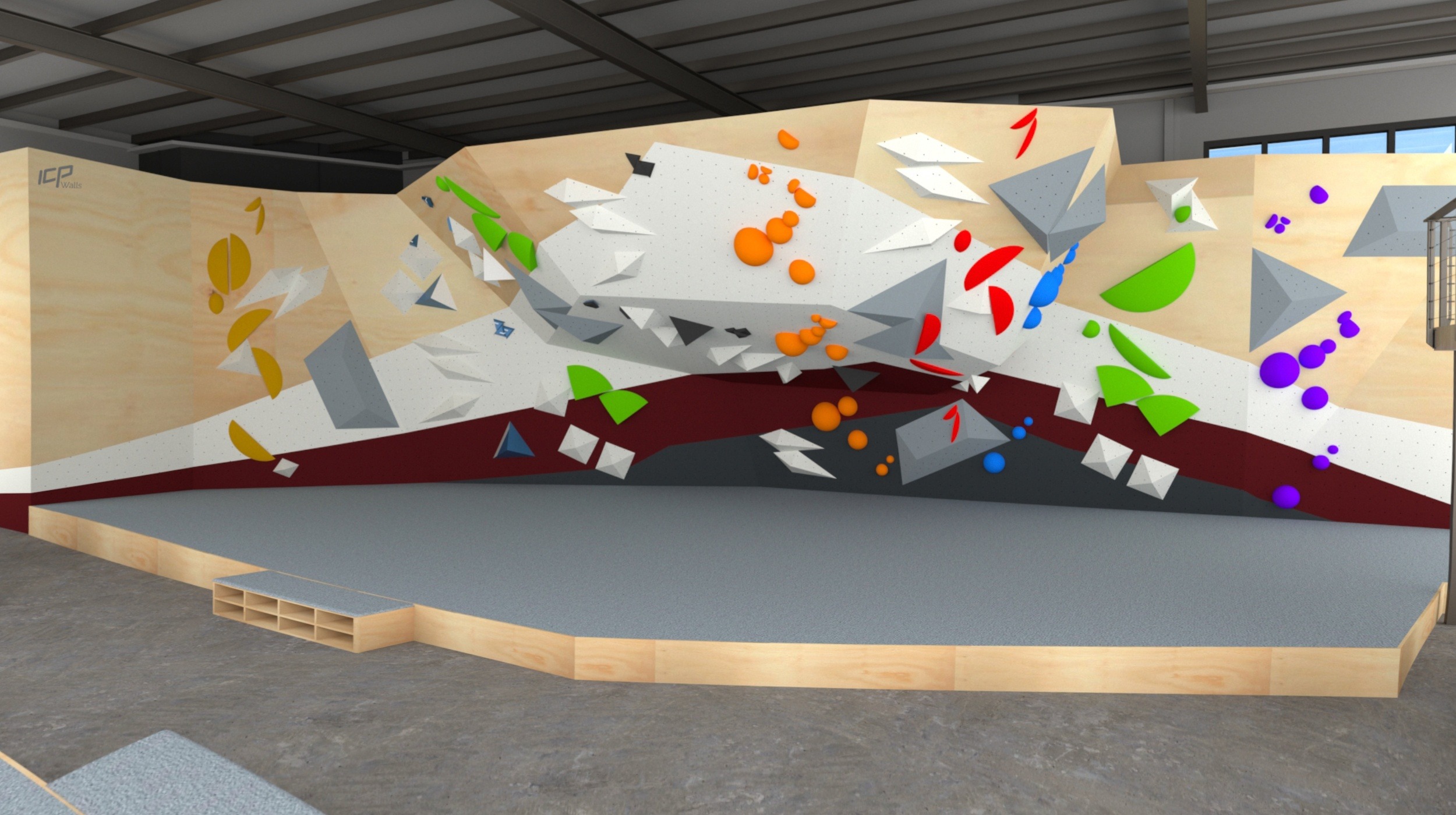 Bouldering wall 3D render